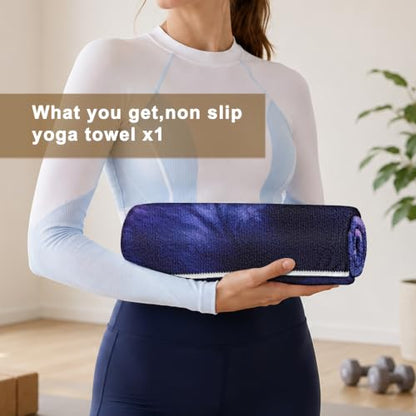 Yoga Mat Towel Non Slip Ultra-Absorbent Hot Yoga Towel, Super Stylish Printed Sweat Hot Yoga Towel, Ideal for Home, Workouts, Pilates, Yoga, 72 x 27in, Purple & Black Tie Dye - color: Purple & Black Tie Dye