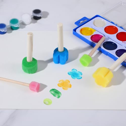 20 Pcs Star Sponge for Painting,Pattern: Flower,Circle,Star | Wood Handle Round Sponge Paint Sponges for Kids and Art Class Creative Textures