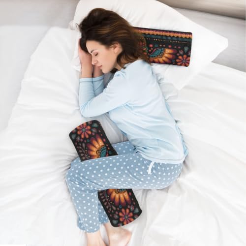 Neck Roll Pillow Bolster Pillows Round Health Memory Foam Long Round Cervical Cylinder Body Removable Washable Cover Bed Legs Back Yoga Mexican Otomi Black - color: Boho 19