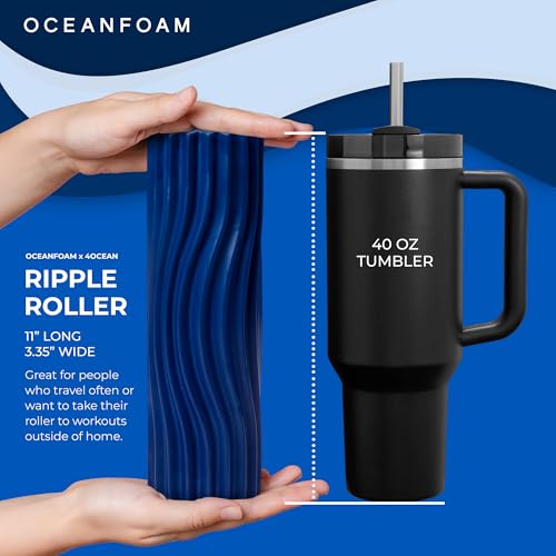 Oceanfoam x 4ocean Roller (Royal Blue) – Limited Edition Muscle Roller for Back Pain & Yoga - High Density Foam for Physical Therapy - Textured for Deep Tissue Massage