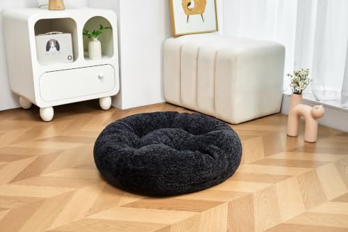 Floor Pillow, Large Meditation Sitting Cushion with Handle | for Tatami, Living Room, Yoga Use for Adults and Kids (1, Round, Black, 22" x 22" x 6") - color: Round, Black