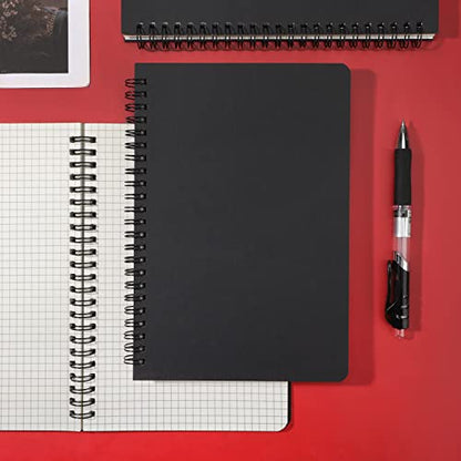 EUSOAR Graph Paper Spiral Notebook, A5 3Pack 5.5"x8.3" 120 Pages Hardcover PaperNotebook Journals, Wirebound Journal Sketch Notebook for Math and Science Students Engineering Artist Drawing - color: Black, size: A5