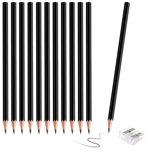 12 Pack Black Colored Pencils for Kids, Pre-sharpened Art Pencils Back to School Supplies Set, Drawing Sketching Pencils for Students, Teachers, Classroom - color: black
