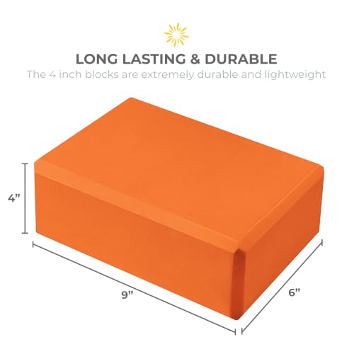 Bulk 4in Foam Yoga Blocks, 6 Pack - color: Orange