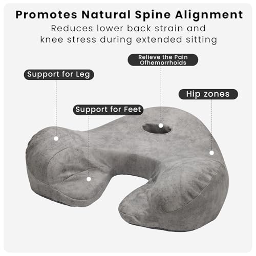 Meditation Cushion, 23-Inch Memory Foam Seat for Floor Sitting - color: Grey