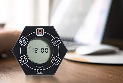 Home & Office Timer with Clock, 5,15, 30, 45, 60 Minute Preset Countdown Timer, Easy-to-Use Time Management Tool (Black) - color: Black - 5, 15, 30, 45, 60 Min
