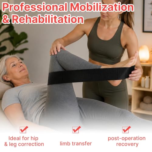 Mobilization Belt - Physical Therapy Belt Strap, Adjustable Mobilization Band Pt Strap with Thick Pad for Rehabilitation Yoga Leg Hip Exercise Seatbelts Stretching Mobility & Gym Techniques (Black) - color: Black