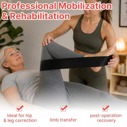 Mobilization Belt - Physical Therapy Belt Strap, Adjustable Mobilization Band Pt Strap with Thick Pad for Rehabilitation Yoga Leg Hip Exercise Seatbelts Stretching Mobility & Gym Techniques (Black) - color: Black