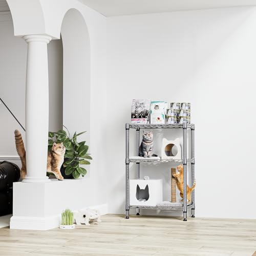 M MZG 750 lbs 3 Tier Shelf Metal Storage Shelves Shelving Wire Rack Heavy Duty Closet Organizers for Garage Kitchen Bathroom Laundry Chrome 13.8" D x 23.6" W x 35.5" H - color: Chrome, size: 3 Tier 13.8" D x 23.6" W x 35.5" H