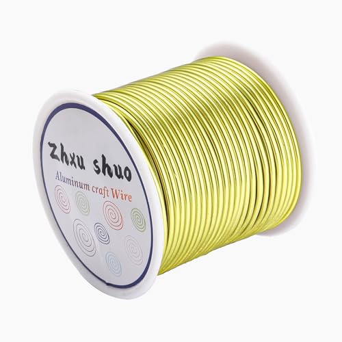 12 Gauge(2mm) Aluminum Wire 35 Yards Anodized Metal Wire for Bonsai Armature Crafting Sculpting Jewelry Craft Making Beading Floral (Yellow, 12 Gauge) - color: Yellow