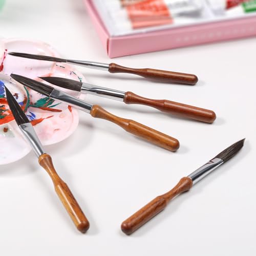 5 Piece Synthetic Squirrel Hair Pinstriping Brush Set | Includes Script Liner, Scroll, Sword, Dagger, Striper Paint Brushes for Watercolour, Acrylic, Gouache & Ink