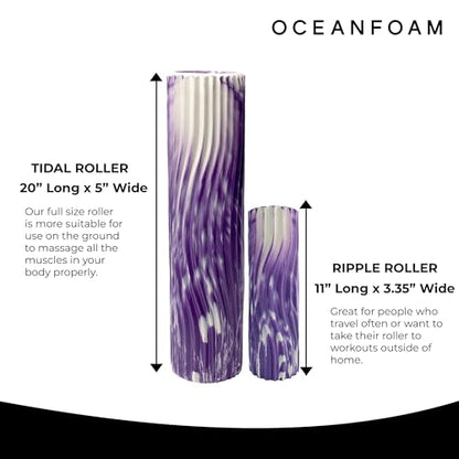 Oceanfoam Tidal Roller - Purple Marbled - Muscle Massage Foam Roller for Back Pain & Stretching - Firm and Ergonomic Wide Wave Textured - Yoga, Athletics, & Wellness - Full Size, 20" x 5" - color: Purple Marbled