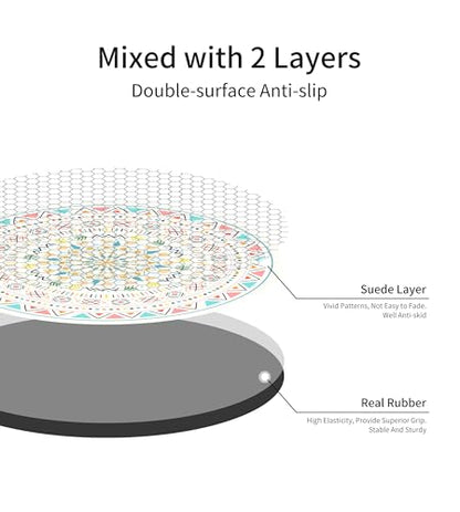 nuveti Large Meditation Mat Non Slip Round Yoga Mat Natural Rubber with Sueded Surface Exercise Mat Perfect for Meditating, Stretching, Yoga（140CM X 3.5MM Thick) - color: MoLuoGeCaiHong