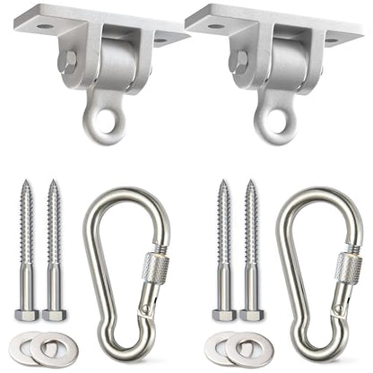 Jungle Gym Kingdom Swing Set Hangers - 2 Heavy Duty Brackets with Locking Snap Hooks for Porch, Patio, Playground - Indoor/Outdoor Hardware & Accessories
