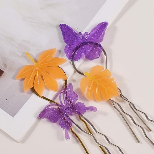 Attuslla 3 PCS Hair Stick Resin Molds Silicone Kit, 19 PCS Silicone Hairpin Molds Hair Stick Molds for Jewelry Crafts Making, Hairpin Clip DIY - color: Style C