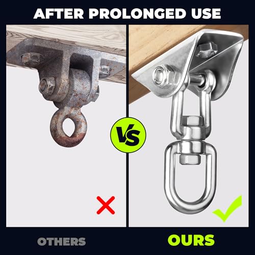 Heavy Duty Swing Hangers for Wooden Sets 2000 LB Capacity Hammock Hanger 360 Swivel Stainless Steel Swing Hardware Accessories 2 Packs for Porch Playground Yoga Heavy Bag - color: Silver, size: 2 Packs