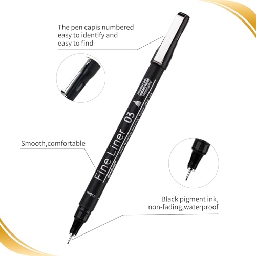 EYEYE Micro Pen Black Drawing Art Pens,6 Pack 0.25mm Archival Pen Waterproof Ink Set Artist Supplies Archival Inking Markers Sketch Outline Pens, Precision Drawing and Sketching Kit - size: 6 Pack 0.25mm