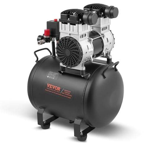 VEVOR Air Compressor, 10 Gallon Steel Tank, 2HP 5.3 CFM@90 PSI Oil Free Air Compressor & Max. 125PSI Pressure, 78dB Ultra Quiet Portable Compressor, for Auto Repair, Tire Inflation, Spray Painting - size: 10 Gallon