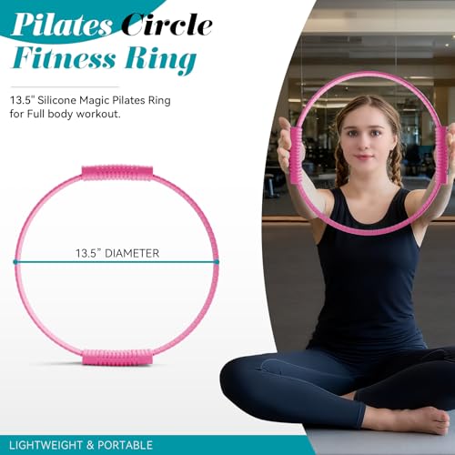 SUBCULTUREPICK Pilates Ring, Silicone Magic Pilates Rings, Lightweight & Durable Flexible Fitness Circle Exercise Equipment for Toning Arms, Thighs,Legs, Core,Yoga & Physical Therapy - color: Pink