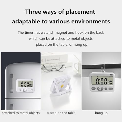 GH 99 Hours Digital Timer, Silent, Sound, Vibriting, Countdown, Count Up, Loop, Alarm, Clock, Small Timer for Study, Classroom, Office, Meditation, Lab, Sleep, Desk