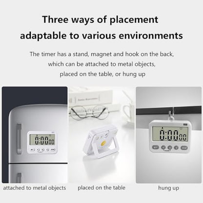 GH 99 Hours Digital Timer, Silent, Sound, Vibriting, Countdown, Count Up, Loop, Alarm, Clock, Small Timer for Study, Classroom, Office, Meditation, Lab, Sleep, Desk