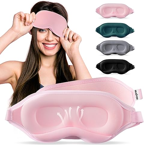 Audree Eye Mask for Sleeping - 3D Contoured 100% Sleep Mask Light Blocking, Sleeping Eye Mask for Women Men, Zero Eye Pressure Night Blindfold, Soft Eye Cover - Pink - color: Pink
