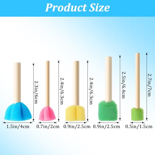 20 Pcs Star Sponge for Painting,Pattern: Flower,Circle,Star | Wood Handle Round Sponge Paint Sponges for Kids and Art Class Creative Textures