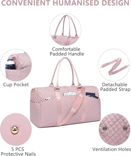 Women Weekender Travel Duffle Bag: Travel Duffel Overnight Bags with Shoe Compartment Large Carry on Tote with Toiletry Bag Weekend Traveling Yoga Gym Hospital Bag for Women with Wet Pocket Pink - color: 02-Pink, size: X-Large