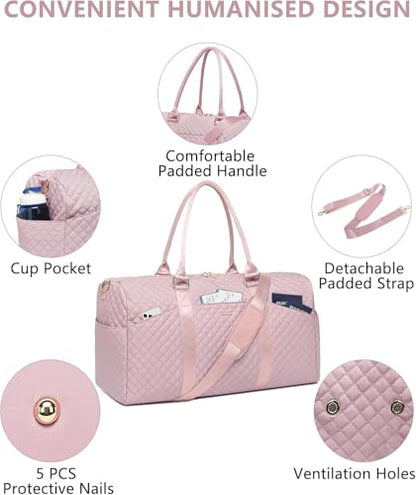 Women Weekender Travel Duffle Bag: Travel Duffel Overnight Bags with Shoe Compartment Large Carry on Tote with Toiletry Bag Weekend Traveling Yoga Gym Hospital Bag for Women with Wet Pocket Pink - color: 02-Pink, size: X-Large