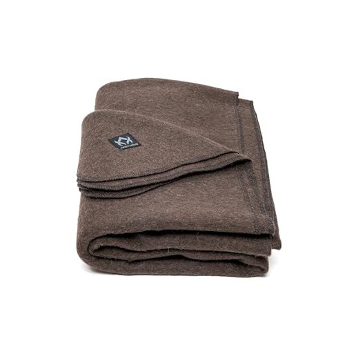 Arcturus Military Wool Blanket - Warm, Thick, Washable - Great for Outdoors, Camping, Stadium Blanket, Picnics, Travel - Car & Bushcraft Survival Kits - color: Chocolate, size: Twin