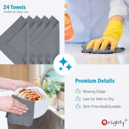 Orighty Microfiber Cleaning Cloth, Cleaning Rags, 24 Pack, 12x11 in, Grey - color: Grey, size: 24 Pack