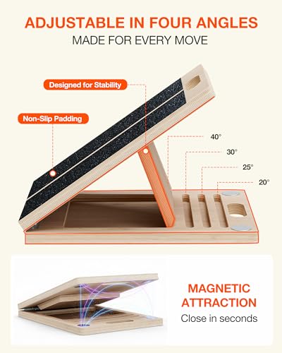 Frylr Portable Wooden Slant Board for Calf Stretching and Exercise, Adjustable Incline Wedge for Squats and Balance