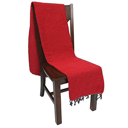 Open Road Goods Solid Color Mexican Yoga Blanket – Large Handwoven Throw for Yoga, Beach, Camping or Home – Soft and Durable Cotton Blend - color: Red Blanket
