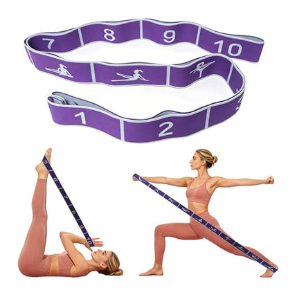Yoga Straps for Stretching, Yoga Stretching Strap with 10 Loops, Exercise Bands Resistance Loop Bands for Home Gym