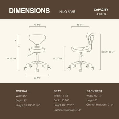 Ergonomic Rolling Stool with Backrest, Adjustable Swivel Chair, Tan - color: Tan, size: Standard with Backrest