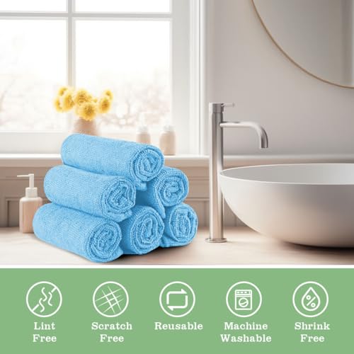 UNIMADE Washcloths 20 Pack Face Towels (12" x 12"), Highly Soft Wash Cloths | Hand Towels, Fast Drying Multi-Purpose Microfiber Cleansing Cloths for Bathroom, Hotel, Spa, and Salon Blue - color: Blue, size: 20Pack