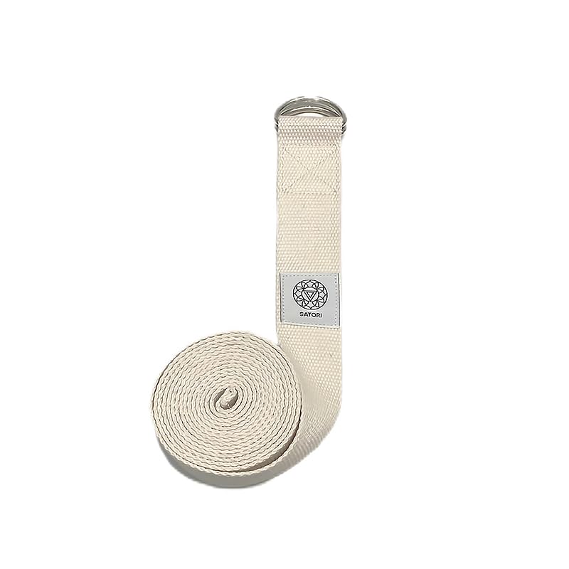Yoga Strap for Stretching, Exercise, Flexibility Training, Durable Cotton with Double D-Ring, Improves Flexibility for Yoga, Workout, Pilates. - color: Cream