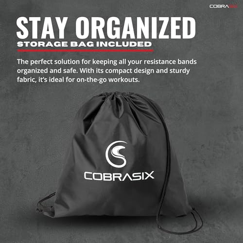 COBRASIX Long Resistance Bands for Working Out | Set of 6 Exercise Bands for Full-Body Training | Pull Up Bands for Home Gym with Handles, Door Anchor and Bar Options | for Men & Women
