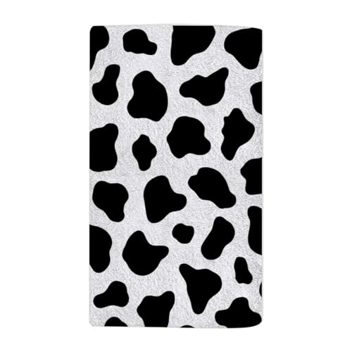 Cute White Cow Beach Towel Farm Cow Skin Black Spots Face Towels Suit Travel Sports Pool Swimming Bath Camping Spa Gym Yoga,15x30 Inch - color: White Cow