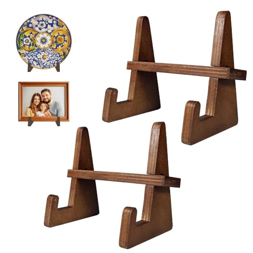 2 Packs Wooden Display Stand, Plate Holders for Displaying, Photo and Picture Frame Stand, Decorative Table Top Easels, for 7-13" Plate - size: 2 PIECES