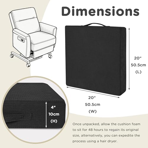 AddGrace High Density Recliner Cushion for Elderly 20x20in Black - color: Black