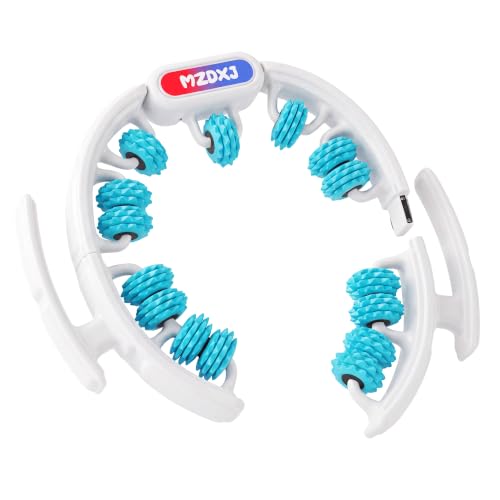 Cellulite Massage Tool, Anti-Cellulite Roller- Lymphatic Drainage Massager - Muscle Roller, Deep Fascia Massage, Dimpled Skin Removal, Legs/Thighs/Buttocks (15 Wheel - Cyan) - color: White and Cyan