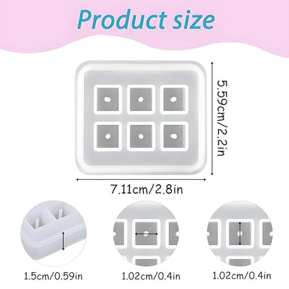 Small Cube Resin Molds, Cube Silicone Molds for Jewelry Making, Square Bead Molds with Hole, 2-Pack, for Earrings and Bracelets - color: Square Resin Molds ZH371