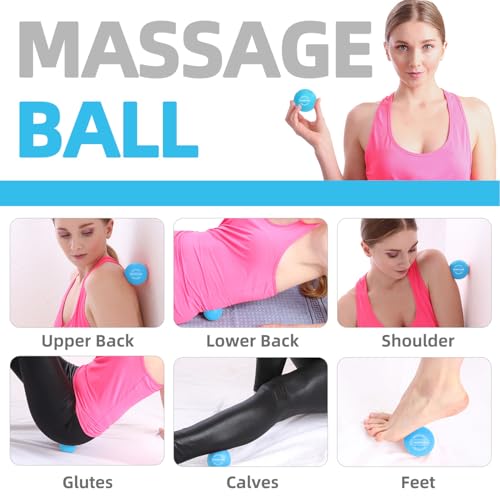 Massage Ball Set, Spiky Ball & Lacrosse Ball for Body Massage, Muscle Relief, Deep Tissue, Myofascial Release, Massager for Neck, Shoulder, Back, Foot or Muscle Tension (Blue) | Muscle Relief, Deep Tissue, Myofascial Release, Massager for Neck, Shoulder,