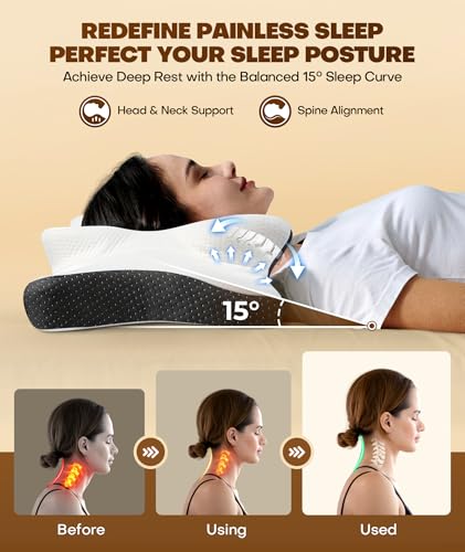 Cozyplayer True Cooling Cervical Neck Pillow for Pain Relief, Ergonomic Side Sleeper Pillow for Neck Support, Odorless Orthopedic Contour Memory Foam Pillows, Bed Pillow for Back Stomach Sleeper - color: Dark Grey