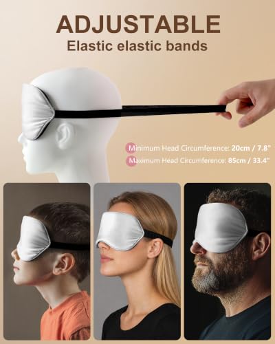 Silk Sleep Mask for Women Natural Mulberry - Soft Breathable Organic Natural Silk Fabric Blackout Sleep Mask with Adjustable Straps No Pressure Eye Mask for Travel Essentials Gifts (Light Gray) - color: Light Gray