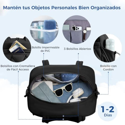 Women's Duffle Gym Bag, Carry-On Shoe Compartment for Weekender Overnight - color: Black, size: Medium