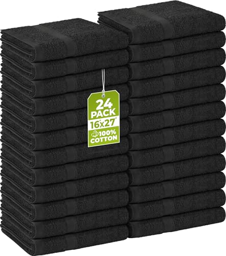 Utopia Towels Salon Towels, Pack of 24, 16x27 in, 100% Cotton, Black - color: Black, size: 24 Pack