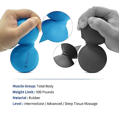 5BILLION Peanut Massage Ball - Double Lacrosse Massage Ball & Mobility Ball for Physical Therapy - Deep Tissue Massage Tool for Myofascial Release, Muscle Relaxer, Acupoint Massage (Black) - color: Blue-soft