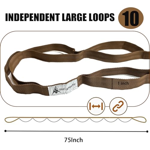 Stretching Strap Yoga Strap with Loops for Physical Therapy, Non-Elastic - color: Brown